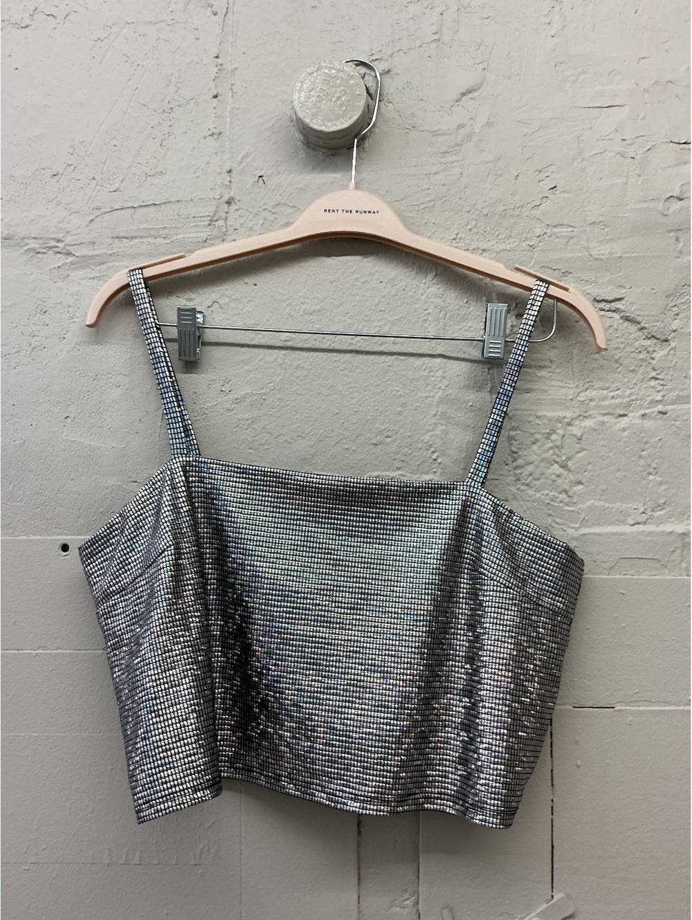 FORE Silver Sequin Crop Top